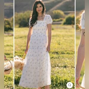 Morning Lavender Elsie smocked maxi dress Size Large